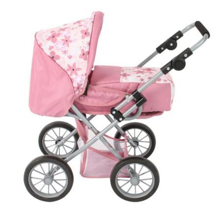 Kombi-Puppenwagen LENI Flowers rosa