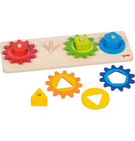 Gollnest & Kiesel Sortierspiel Formen mit Zahnrädern | Aus Holz | Ab 12 Monaten