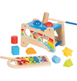 Gollnest & Kiesel Hammerbank mit Xylophon & Sortierfunktion | Holzspielzeug | Ab 12M