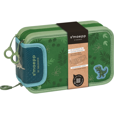 BRUNNEN Federmäppchen 3 RV Dino - 3 Reißverschlussfächer & cooles Design