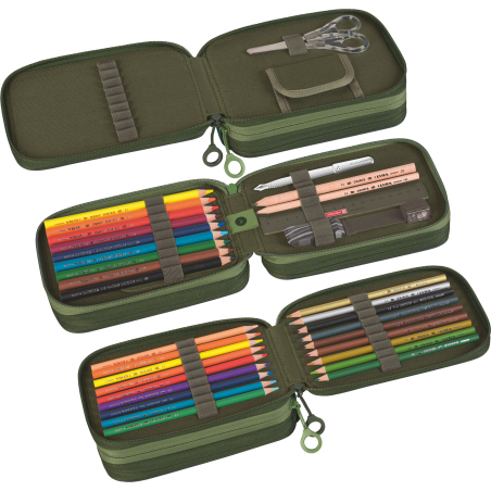 BRUNNEN Federmäppchen 3 RV Grün - 3 Reißverschlussfächer für Stifte