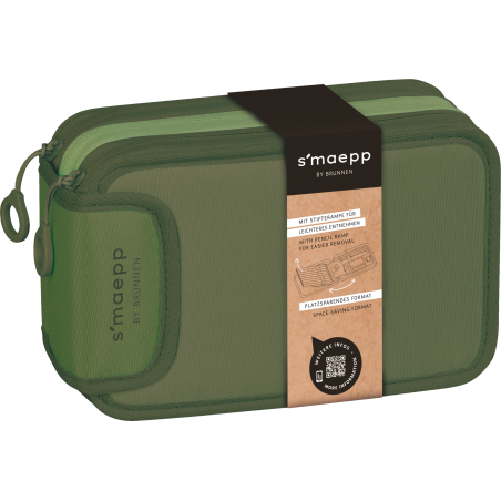 BRUNNEN Federmäppchen 3 RV Grün - 3 Reißverschlussfächer für Stifte