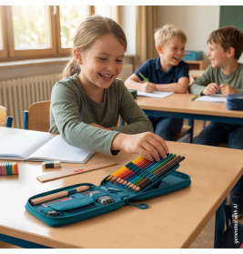 BRUNNEN Federmäppchen 2 Klappen Onyx - Klassisches Mäppchen für die Schule