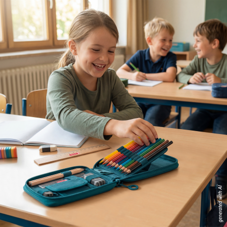 BRUNNEN Federmäppchen 2 Klappen Onyx - Klassisches Mäppchen für die Schule