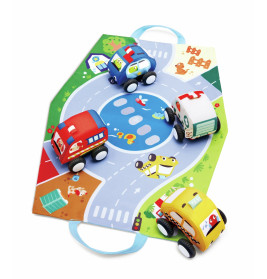 Hape Plüschauto-Set E0076 – 3 weiche Spielautos mit Rückziehmotor. Fördert Motorik ab 12 Monaten!