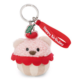 NICI Schlüsselanhänger Bär Cupcake – 'Happy Birthday' – Kuscheliger Plüsch-Anhänger | Geschenkidee
