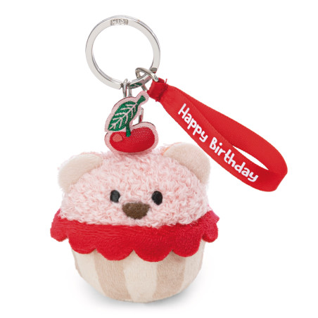 NICI Schlüsselanhänger Bär Cupcake – 'Happy Birthday' – Kuscheliger Plüsch-Anhänger | Geschenkidee