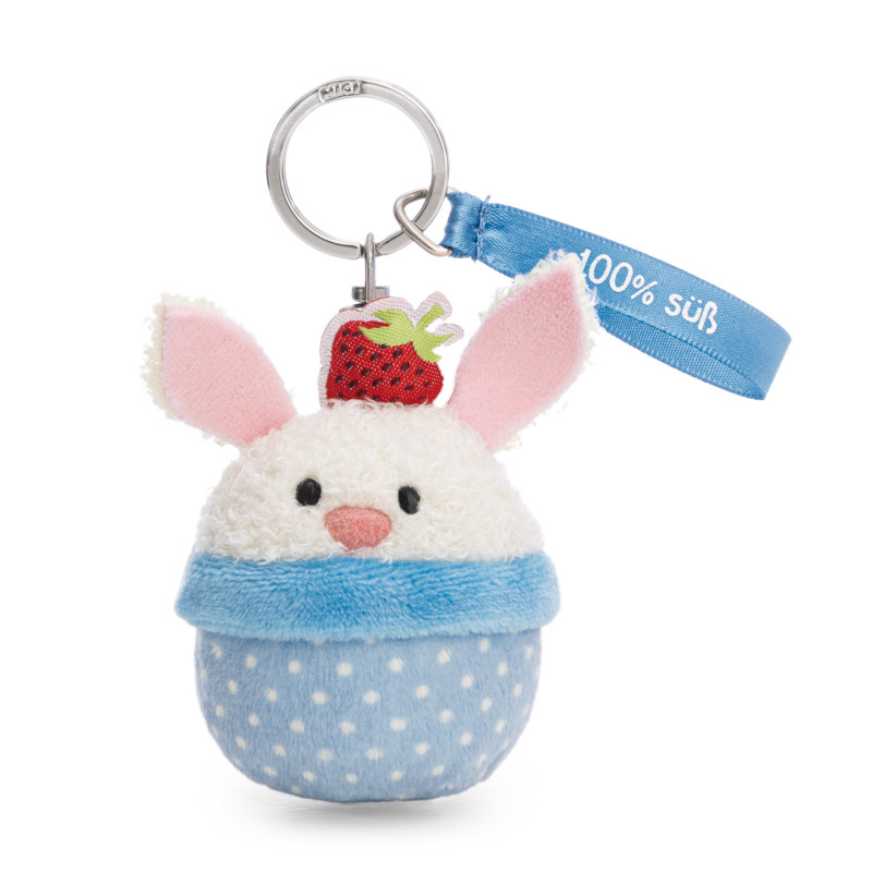 NICI Schlüsselanhänger Hase Cupcake – '100% süß' – Plüschtier Anhänger | Geschenk für Hasenliebhaber