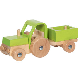 Gollnest & Kiesel Holz-Traktor mit Anhänger – Abnehmbar | Fördert Feinmotorik & Fantasie
