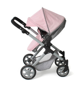Kombi-Puppenwagen Mila Melange grau-rosa