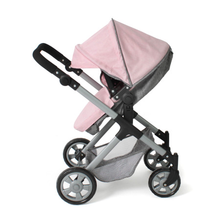 Kombi-Puppenwagen Mila Melange grau-rosa