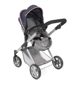 Kombi-Puppenwagen Mila Melange grau navy