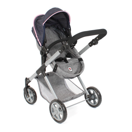 Kombi-Puppenwagen Mila Melange grau navy