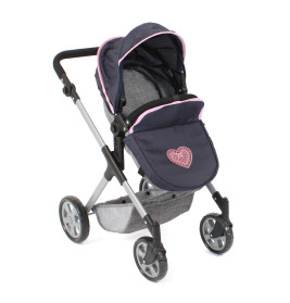 Kombi-Puppenwagen Mila Melange grau navy