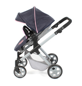 Kombi-Puppenwagen Mila Melange grau navy