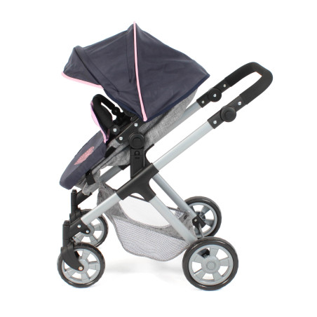 Kombi-Puppenwagen Mila Melange grau navy