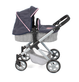 Kombi-Puppenwagen Mila Melange grau navy