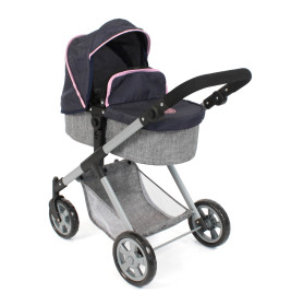 Kombi-Puppenwagen Mila Melange grau navy