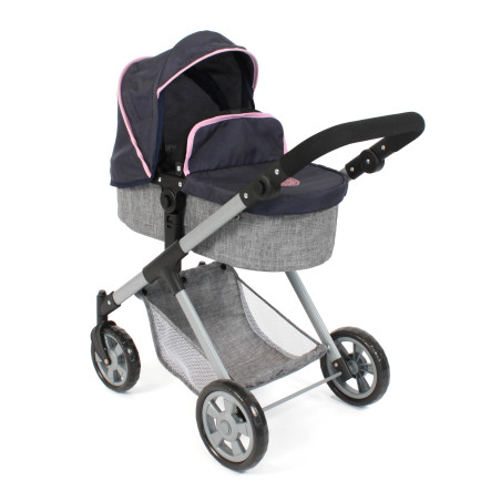 Kombi-Puppenwagen Mila Melange grau navy