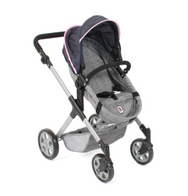 Kombi-Puppenwagen Mila Melange grau navy