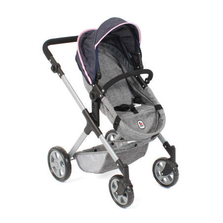 Kombi-Puppenwagen Mila Melange grau navy