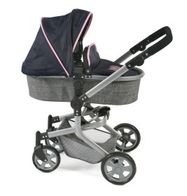 Kombi-Puppenwagen MIKA Melange grau-navy