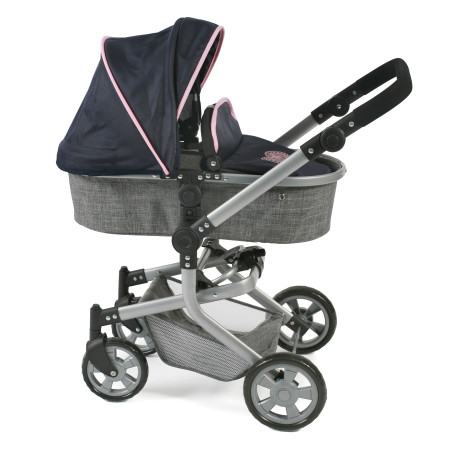 Kombi-Puppenwagen MIKA Melange grau-navy