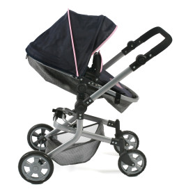 Kombi-Puppenwagen MIKA Melange grau-navy