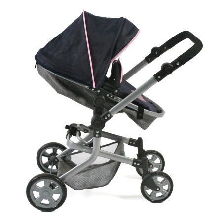 Kombi-Puppenwagen MIKA Melange grau-navy