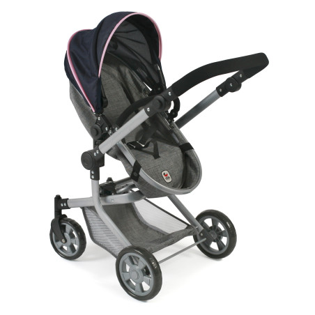 Kombi-Puppenwagen MIKA Melange grau-navy
