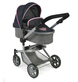 Kombi-Puppenwagen MIKA Melange grau-navy