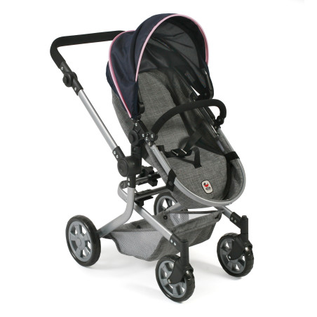 Kombi-Puppenwagen MIKA Melange grau-navy