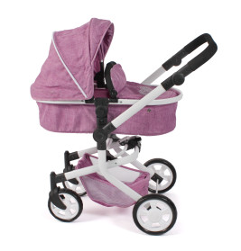 Kombi-Puppenwagen MIKA Jeans pink