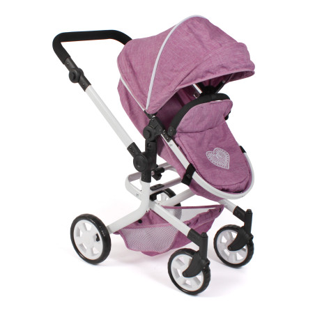 Kombi-Puppenwagen MIKA Jeans pink