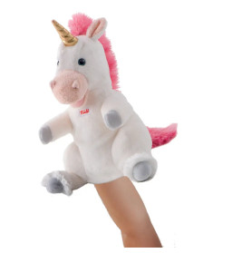 Trudi Puppets 29910 Handpuppe Einhorn ca. 30 cm (Größe S), Stofftier aus hochwertigen Materialien, l
