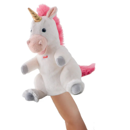 Trudi Puppets 29910 Handpuppe Einhorn ca. 30 cm (Größe S), Stofftier aus hochwertigen Materialien, l