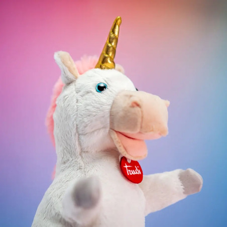 Trudi Puppets 29910 Handpuppe Einhorn ca. 30 cm (Größe S), Stofftier aus hochwertigen Materialien, l