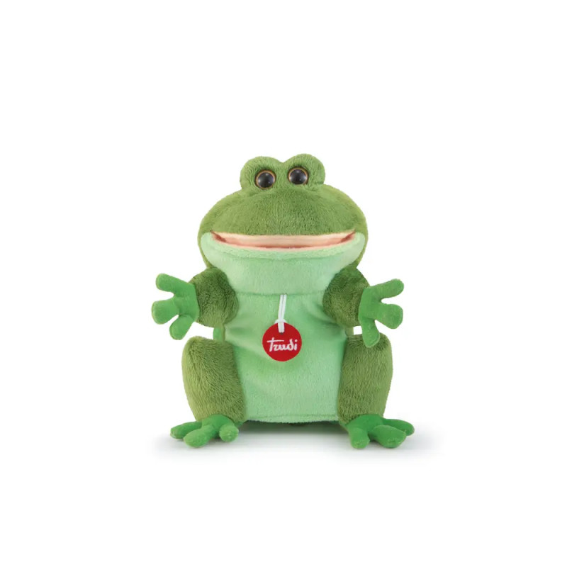 Trudi Puppets 29804 Handpuppe Frosch ca. 23 cm (Größe S), Stofftier aus hochwertigen Materialien, li