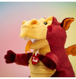 Trudi Puppets 29968 Handpuppe Drache ca. 22 cm (Größe S), Stofftier aus hochwertigen Materialien, li