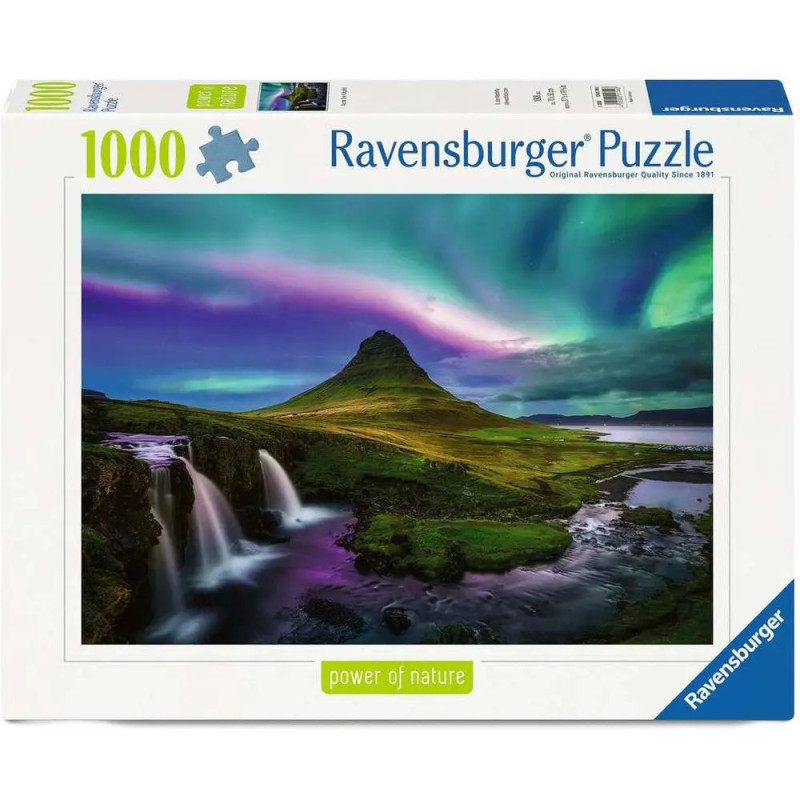 Ravensburger Puzzle Nordlichter über Kirkjufell (1000 Teile) – Island Motiv, Naturkulisse (12001744)