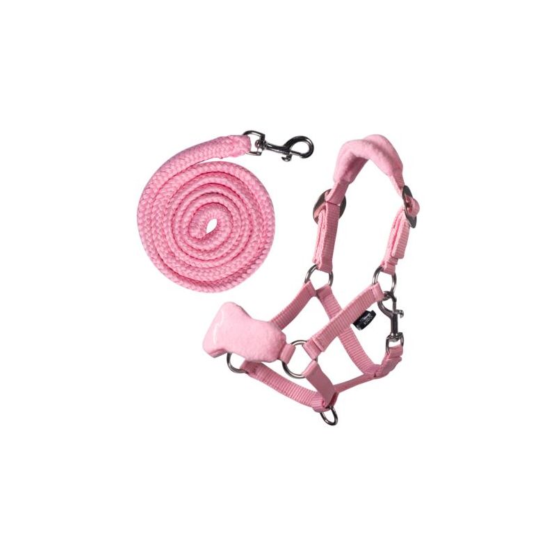 HKM Sports Equipment Halfter und Strick Rosa – Robust & Blickfang für ein sicheres Führen