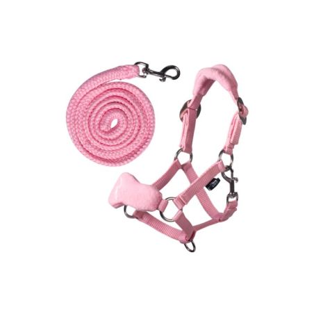 HKM Sports Equipment Halfter und Strick Rosa – Robust & Blickfang für ein sicheres Führen