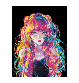 Diamond Painting Neon Anime Girl