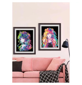Diamond Painting Neon Anime Girl