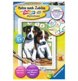Ravensburger CreArt 29681 - Süße Welpen - Malen nach Zahlen Hund für Kinder ab 7 Jahre