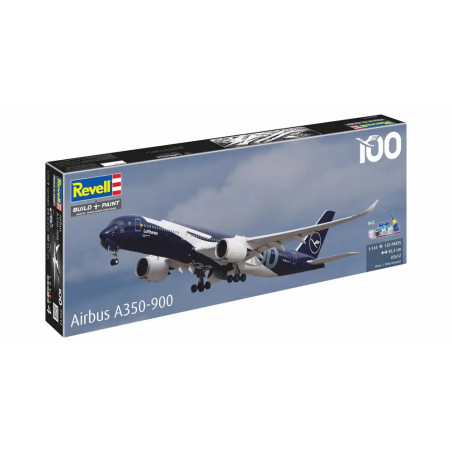 Geschenkset A350-900 - Lufthansa 100years, Revell Modellbausatz mit Basiszubehör