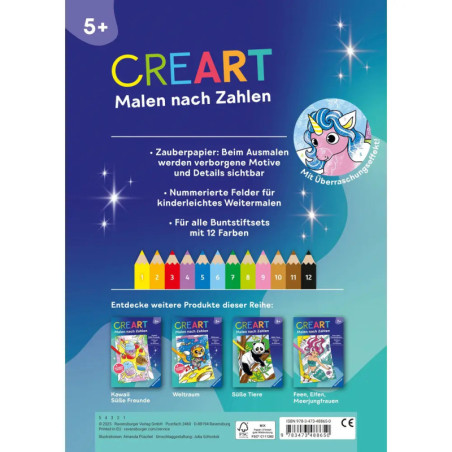 CreArt Malen nach Zahlen Einhorn ab 5 Jahre