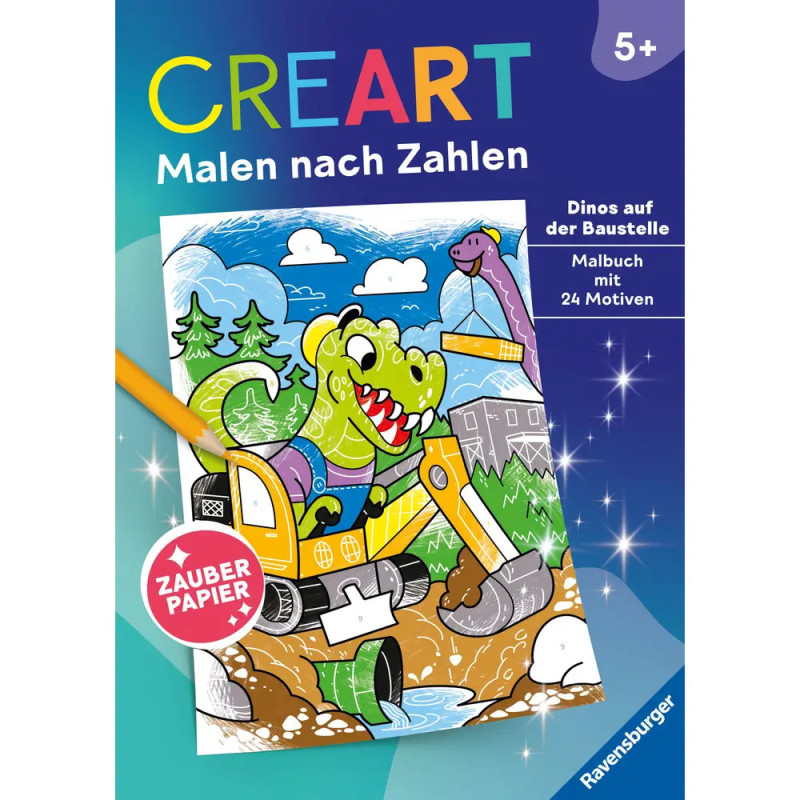 CreArt Malen nach Zahlen Dinos auf der Baustelle ab 5