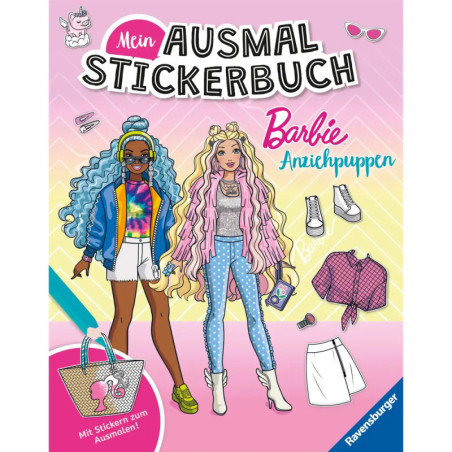 Ravensburger Mein Ausmalstickerbuch Barbie – Glamouröser Mal- & Sticker-Spaß