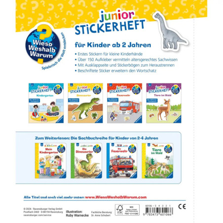 Ravensburger: Wieso? Weshalb? Warum? junior Stickerheft Dinosaurier – Ab 3 Jahren
